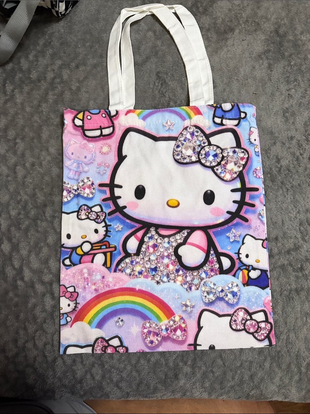 Hello Kitty Rainbow Sequin Tote Bag in Pink, Purple, Blue and White